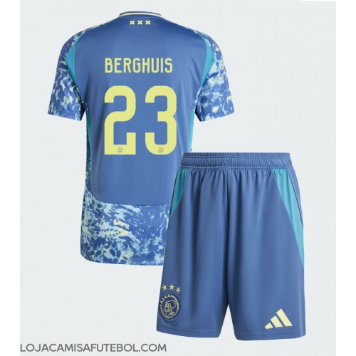 Camisa de Futebol Ajax Steven Berghuis #23 Equipamento Secundário Infantil 2024-25 Manga Curta (+ Calças curtas)